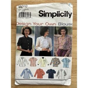 Simplicity Design Your Own Pattern 9210 Misses' Blouse size 8-12 UC FF
